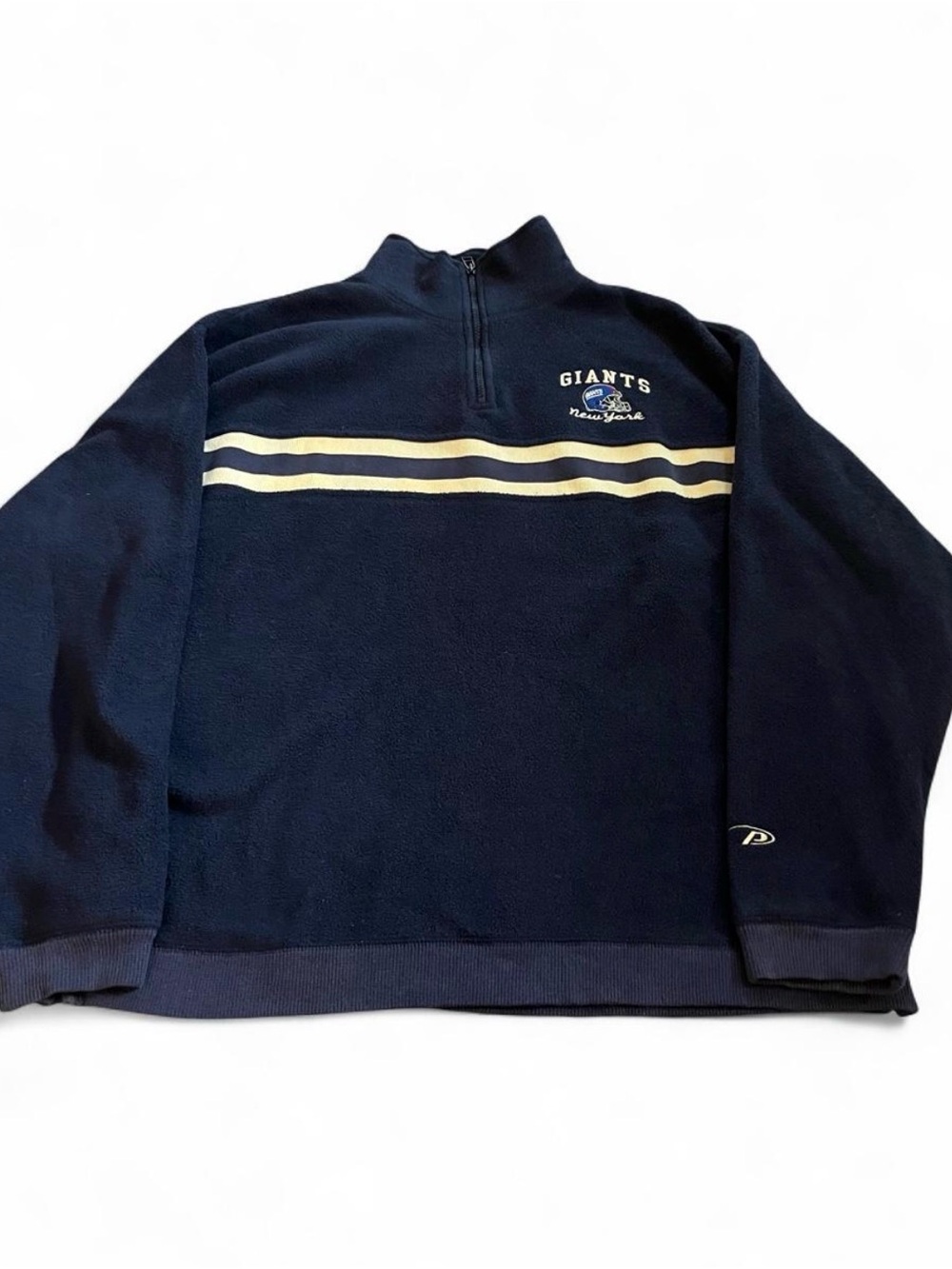 Vintage Men’s Pro Player New York Giants Blue Sweater Stripes 1/4 Zip Sz L